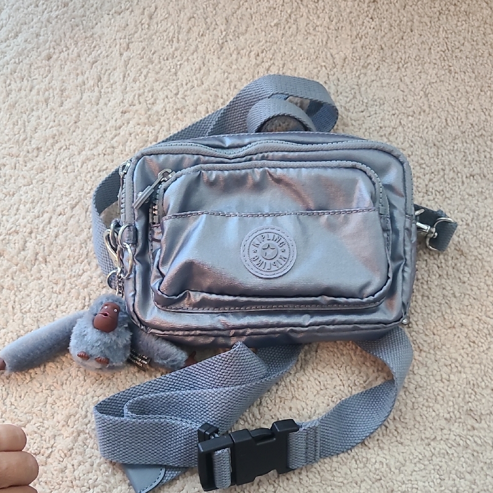 Kipling Metallic Gray Crossbody Bag